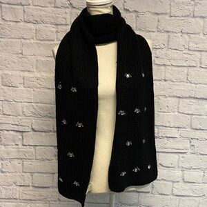 Kate Spade Black Scarf with Rhinestone Details